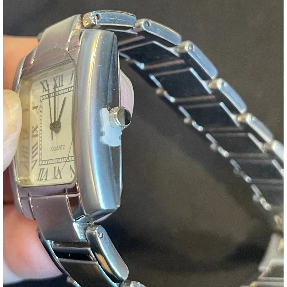 SKC Quartz Stainless‎ Steel Rectangle Roman Numeral Women's Dress Watch